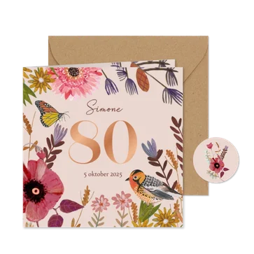 Uitnodiging Feestje 80 Bloemen Botanisch Herfst